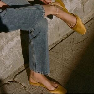 Doen Gold Satin Slingback Flats